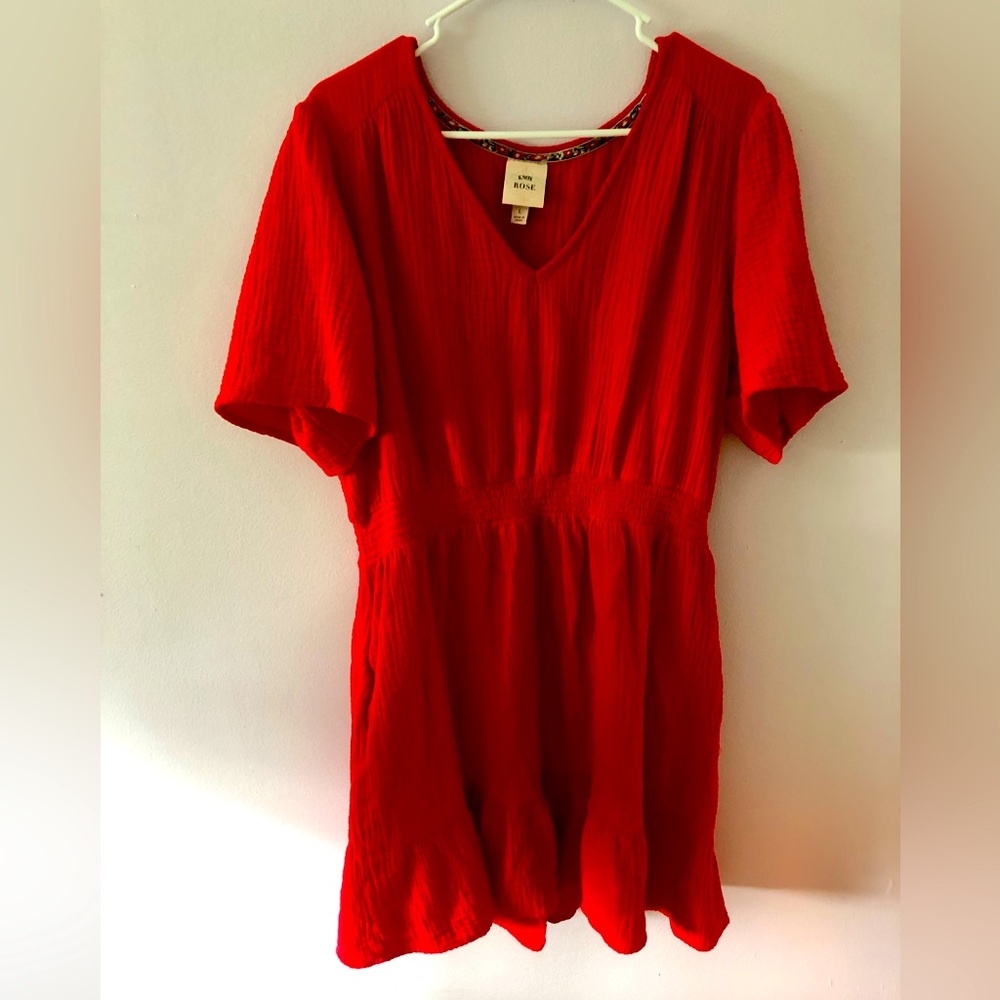 Flutter sleeve dress Knox rose red L